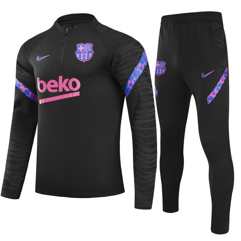 Kids Barcelona Zipper Tracksuit Sweat Shirt Kit(Top+Pants) 2021/22
