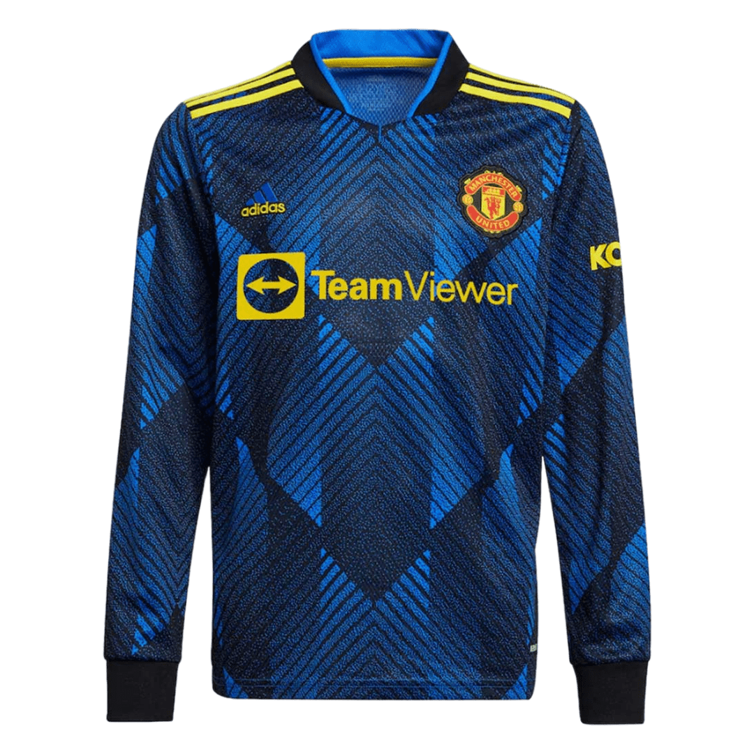 Men’s Replica Manchester United Third Away Long Sleeves Soccer Jersey Shirt 2021/22