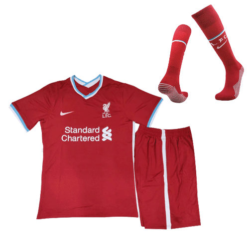 Kids Liverpool Home Soccer Jersey Whole Kit (Jersey+Shorts+Socks) 2020/21