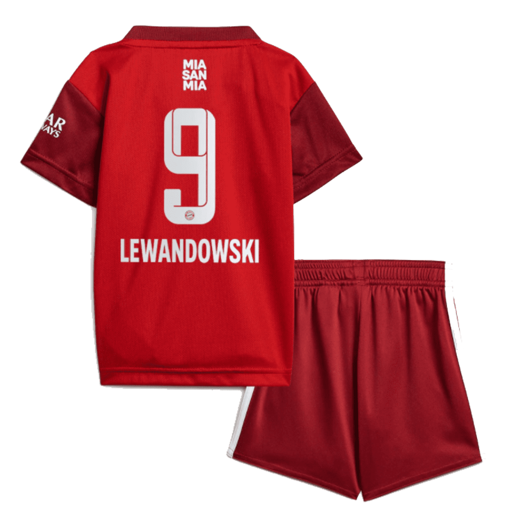Kids LEWANDOWSKI #9 Bayern Munich Home Soccer Jersey Kit (Jersey+Shorts) 2021/22