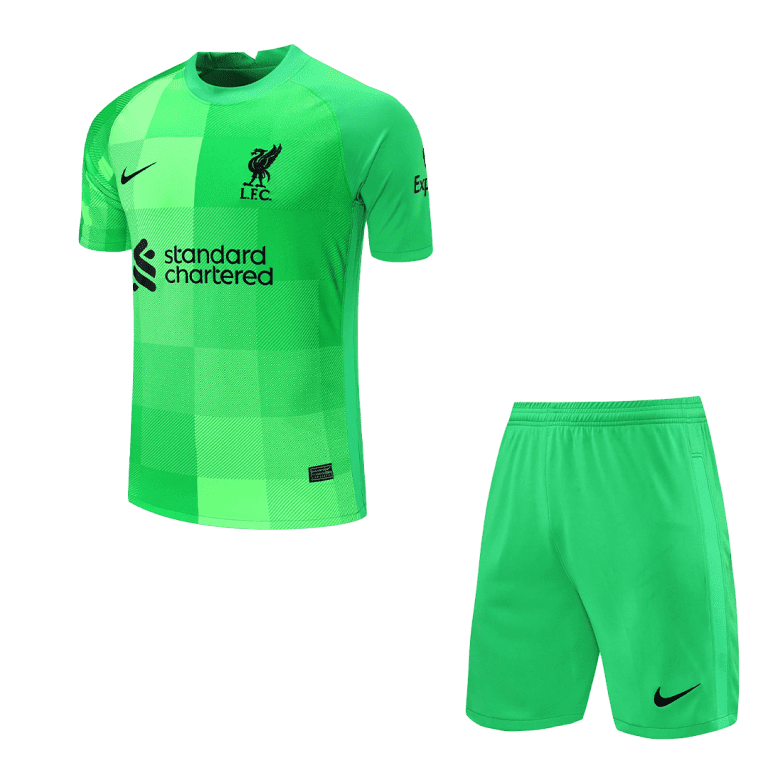 Men's Replica Liverpool Goalkeeper Soccer Jersey Whole Kit (Jersey+Shorts+Socks) 2021/22 - Best Soccer Jersey - 2