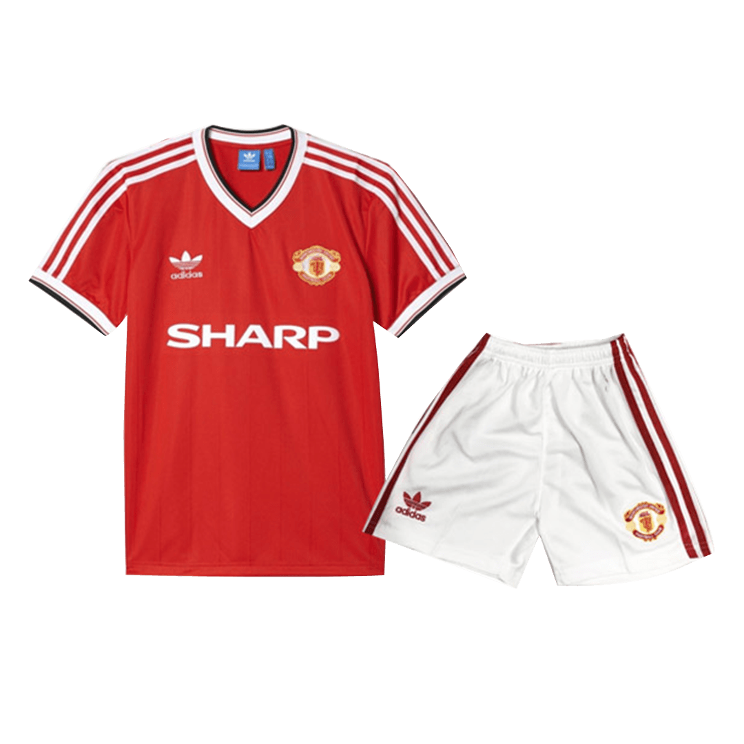 Kids Manchester United Home Soccer Jersey Kit (Jersey+Shorts) 1982/84