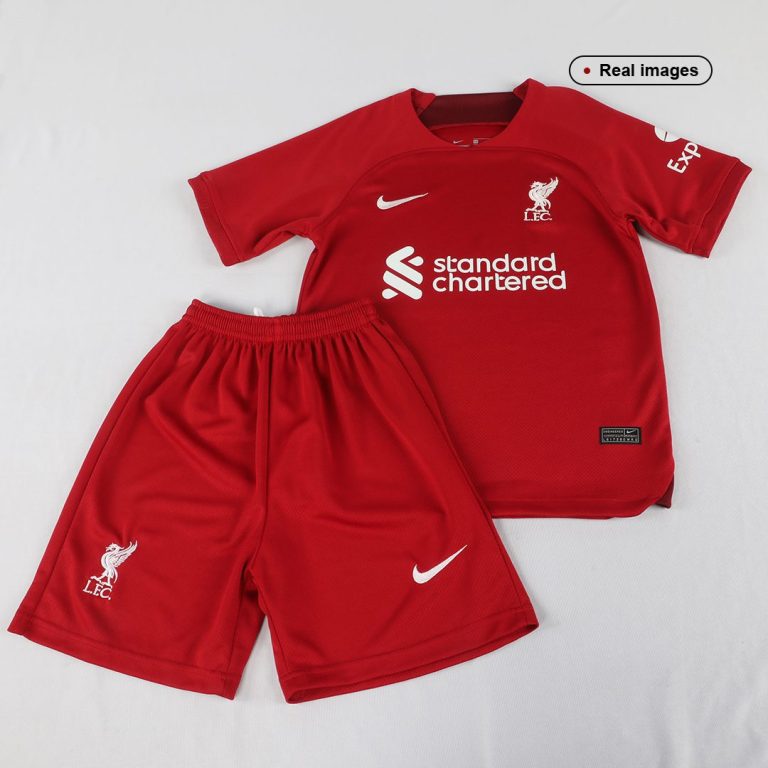 Kids Liverpool Home Soccer Jersey Kit (Jersey+Shorts) 2022/23 - Best Soccer Jersey - 15