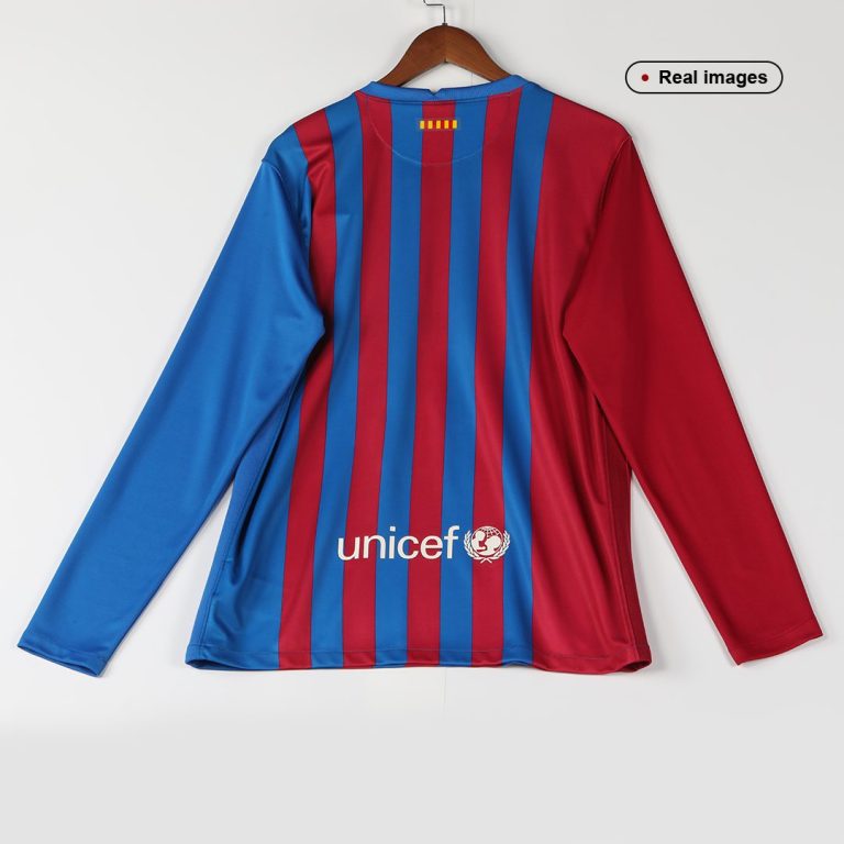 Men's Replica Barcelona Home Long Sleeves Soccer Jersey Shirt 2021/22 - Best Soccer Jersey - 9