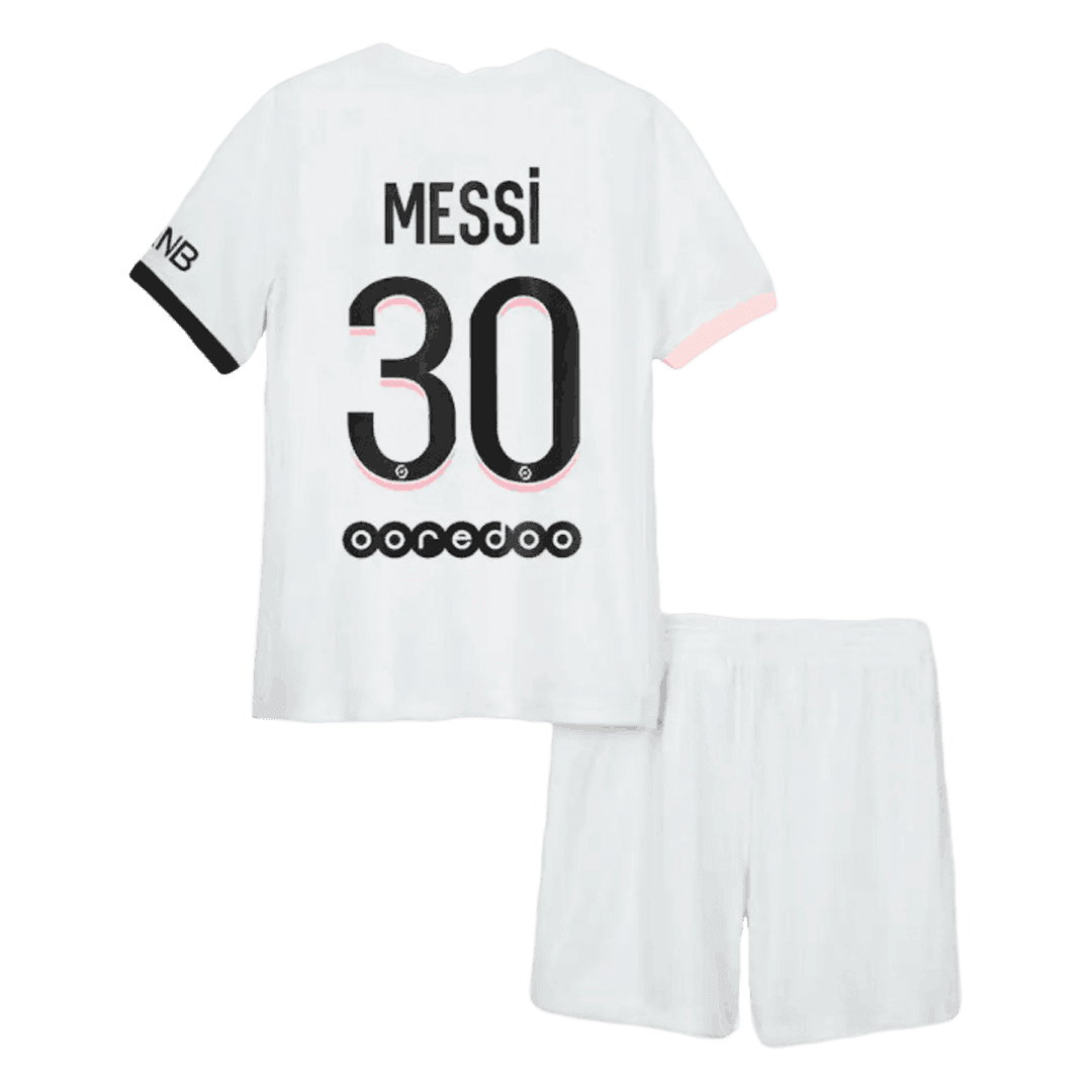 Kids Messi #30 PSG Away Soccer Jersey Kit (Jersey+Shorts) 2021/22