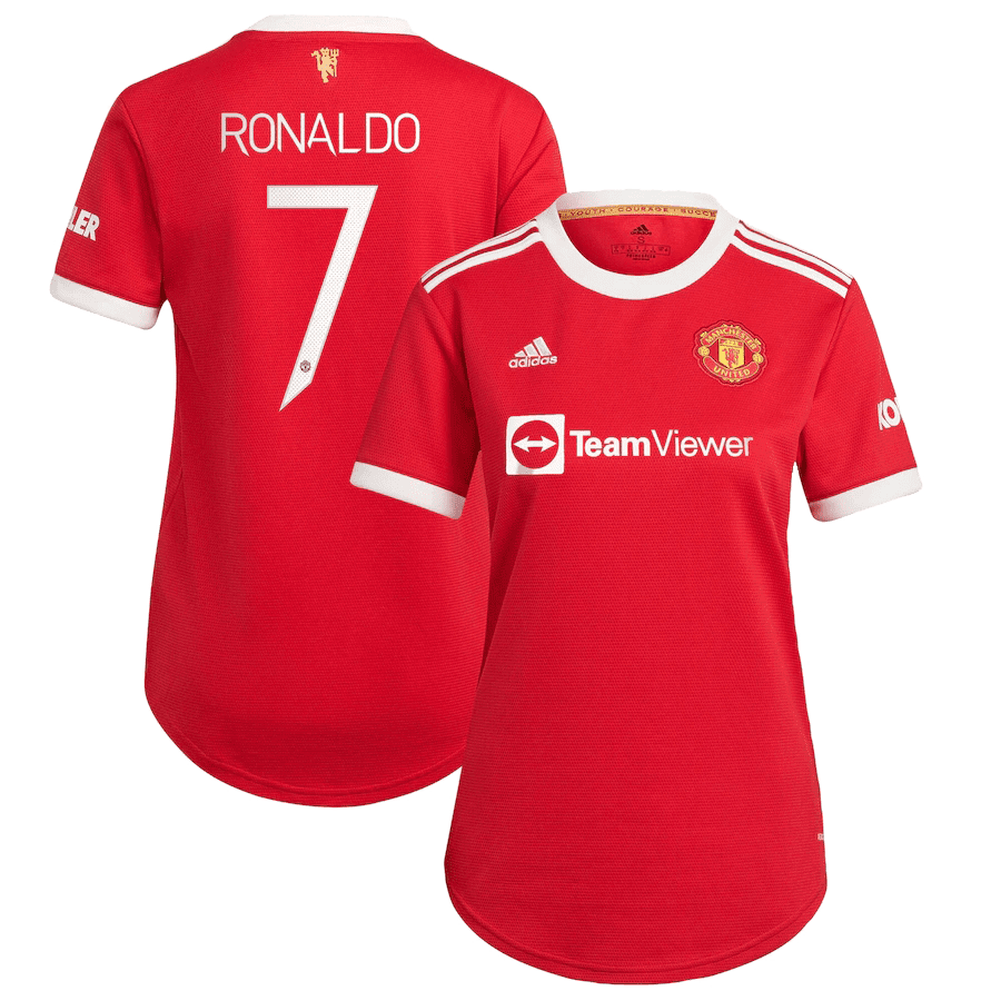 Women’s Replica RONALDO #7 Manchester United Home UCL Soccer Jersey Shirt 2021/22