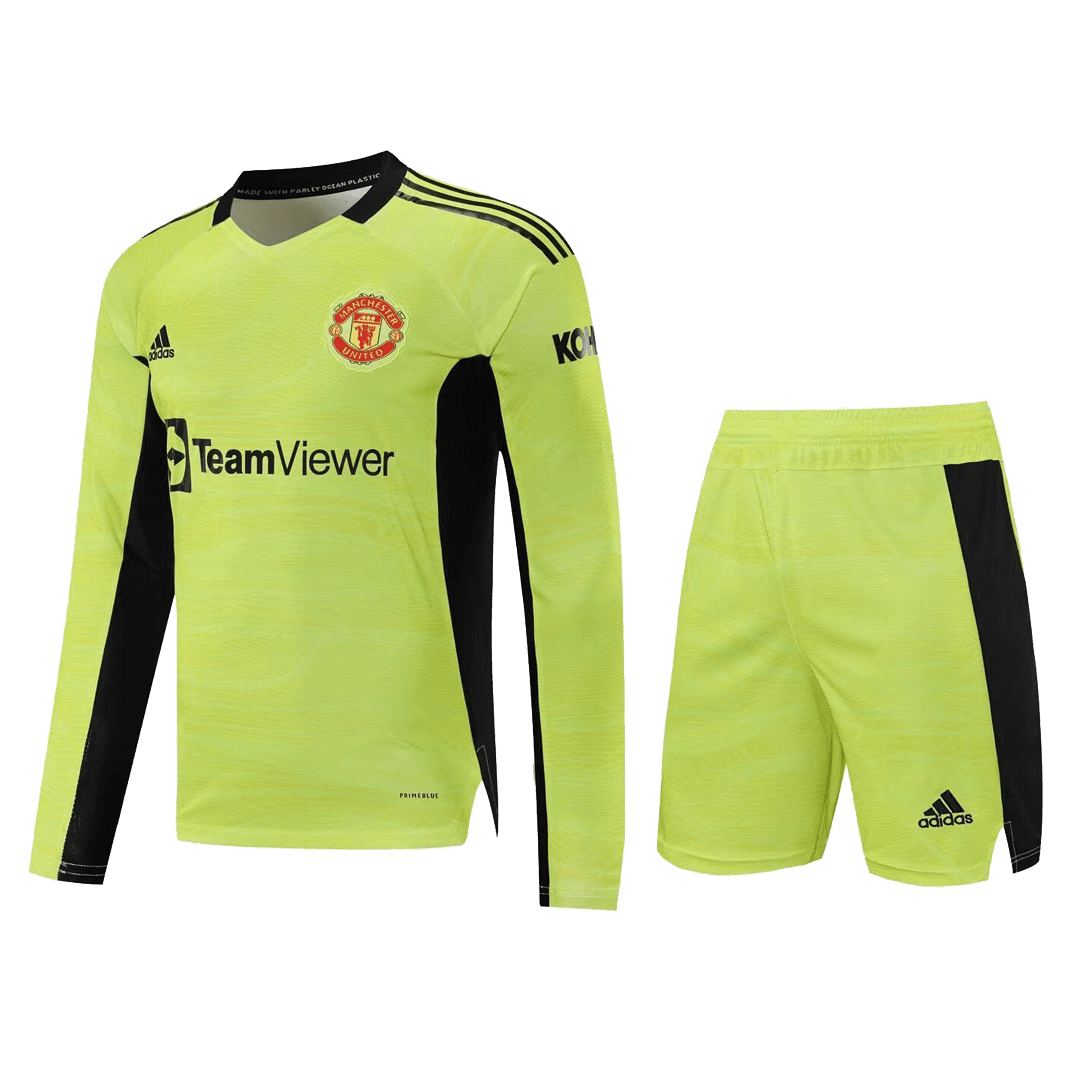 Men’s Manchester United Goalkeeper Soccer Jersey Kit (Jersey+Shorts) 2021/22