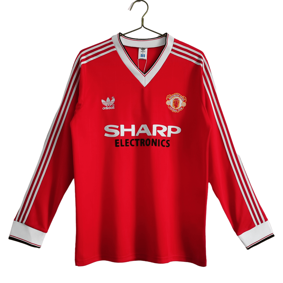 Men’s Retro 1983 Replica Manchester United Home Long Sleeves Soccer Jersey Shirt