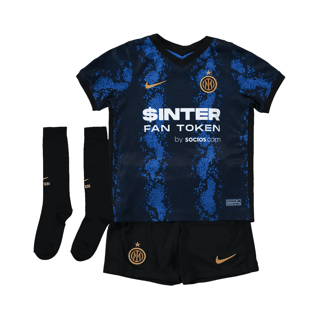 Kids Inter Milan Home Soccer Jersey Whole Kit (Jersey+Shorts+Socks) 2021/22