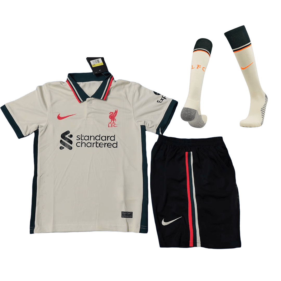 Kids Liverpool Away Soccer Jersey Whole Kit (Jersey+Shorts+Socks) 2021/22