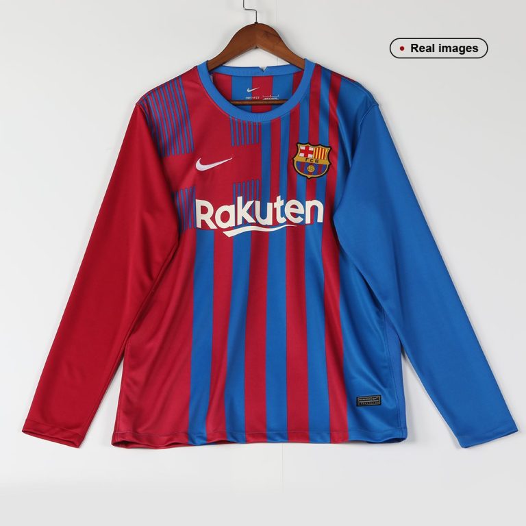 Men's Replica Barcelona Home Long Sleeves Soccer Jersey Shirt 2021/22 - Best Soccer Jersey - 8