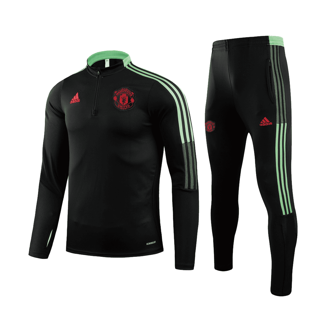 Men Manchester United Zipper Tracksuit Sweat Shirt Kit(Top+Pants) 2021/22