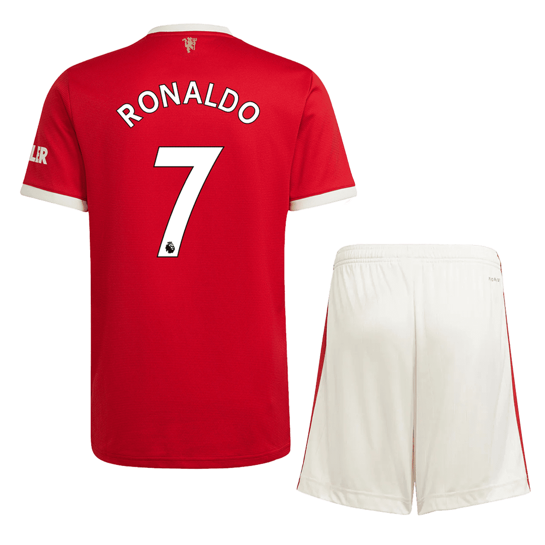 Men’s Replica RONALDO #7 Manchester United Home Soccer Jersey Kit (Jersey+Shorts) 2021/22