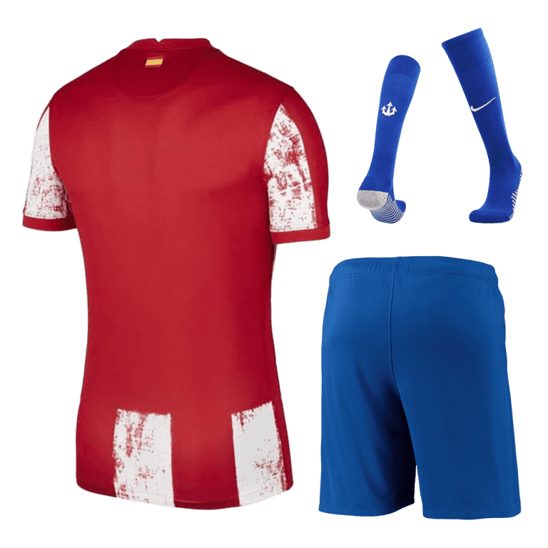 Men's Replica Atletico Madrid Home Soccer Jersey Whole Kit (Jersey+Shorts+Socks) 2021/22 - Best Soccer Jersey - 2