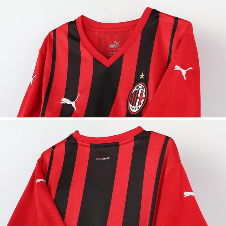 Men's Replica AC Milan Home Soccer Jersey Whole Kit (Jersey+Shorts+Socks) 2020/21 - Best Soccer Jersey - 6