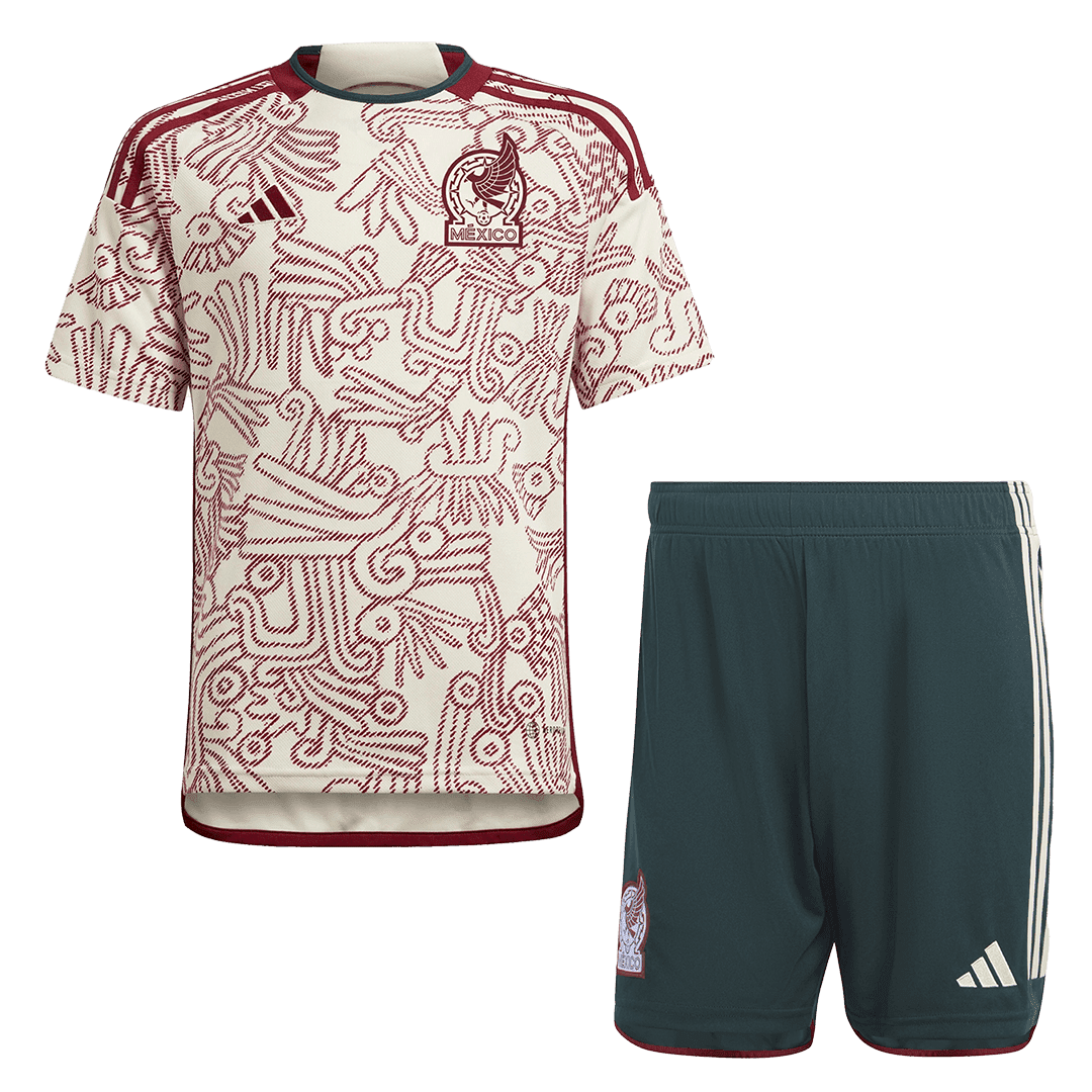 Men's Replica Mexico Away Soccer Jersey Kit (Jersey+Shorts) 2022