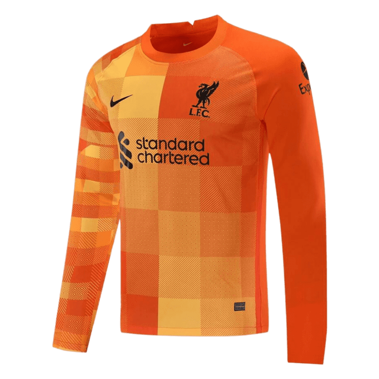 Men's Replica Liverpool Goalkeeper Long Sleeves Soccer Jersey Shirt 2021/22 - Best Soccer Jersey - 1
