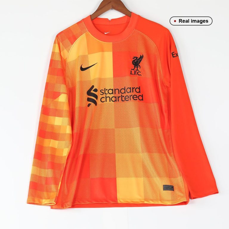 Men's Replica Liverpool Goalkeeper Long Sleeves Soccer Jersey Shirt 2021/22 - Best Soccer Jersey - 2