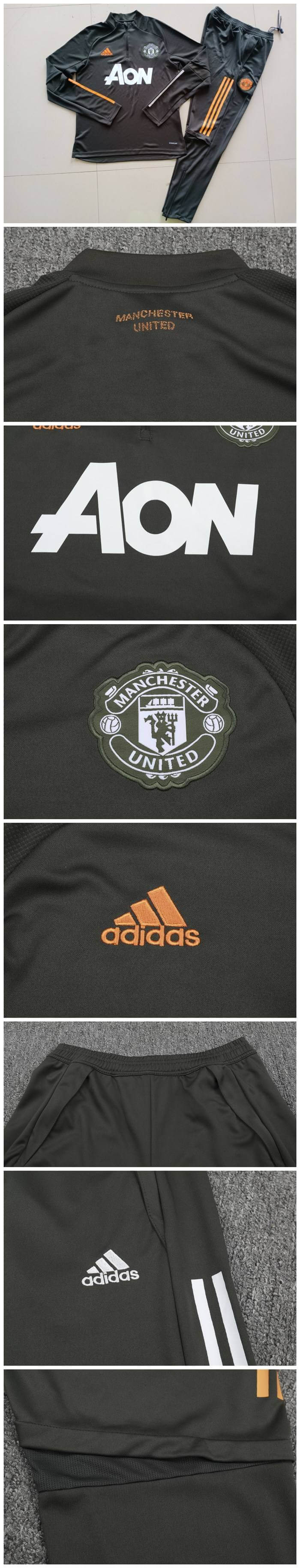 Men's Manchester United Zipper Tracksuit Sweat Shirt Kit (TopÈË??) 2020/21 - Best Soccer Jersey - 3