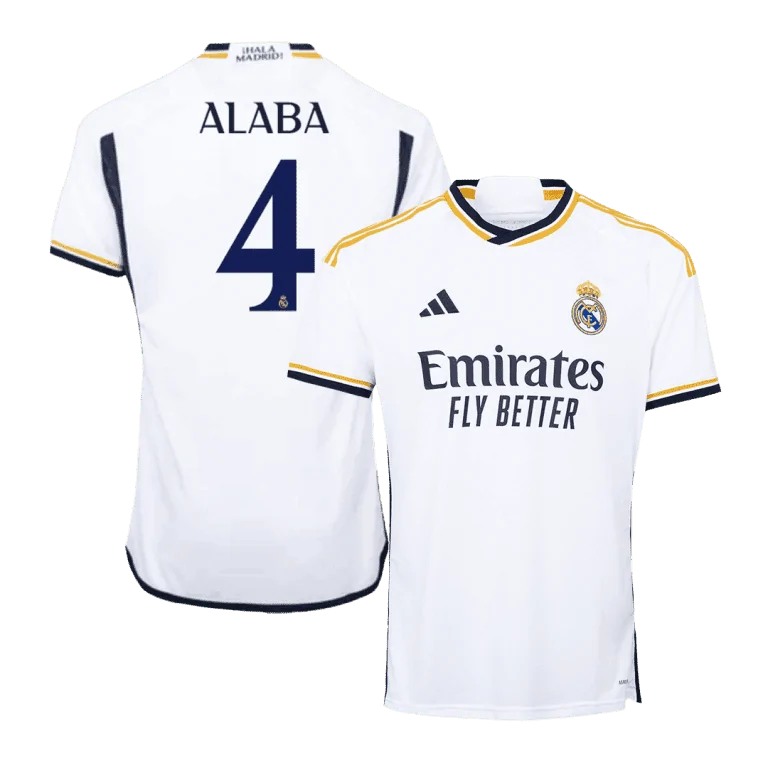 Men's Replica ALABA #4 Real Madrid Home Soccer Jersey Shirt 2023/24 - Best Soccer Jersey - 1