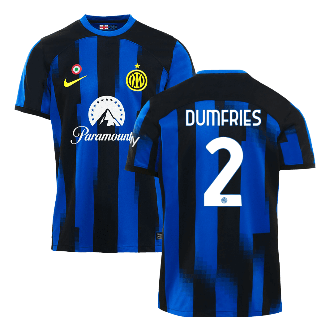 Men’s Replica DUMFRIES #2 Inter Milan Home Soccer Jersey Shirt 2023/24