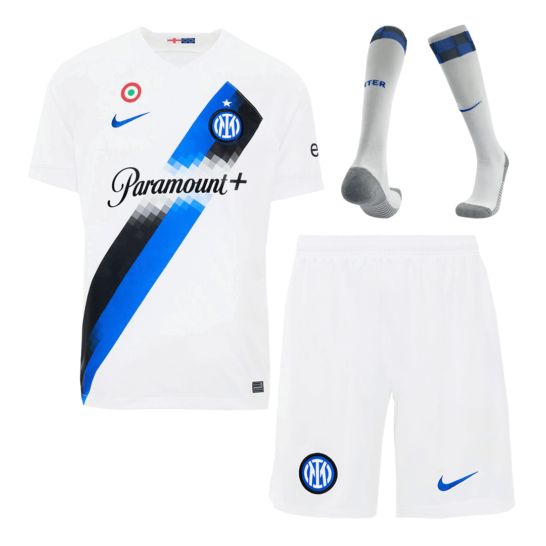Men’s Replica Inter Milan Away Soccer Jersey Whole Kit (Jersey+Shorts+Socks) 2023/24