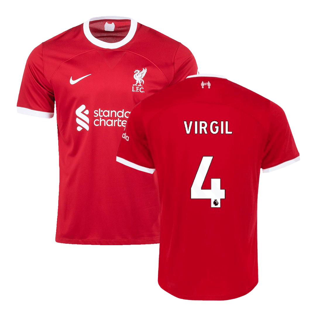 Men’s Replica VIRGIL #4 Liverpool Home Soccer Jersey Shirt 2023/24