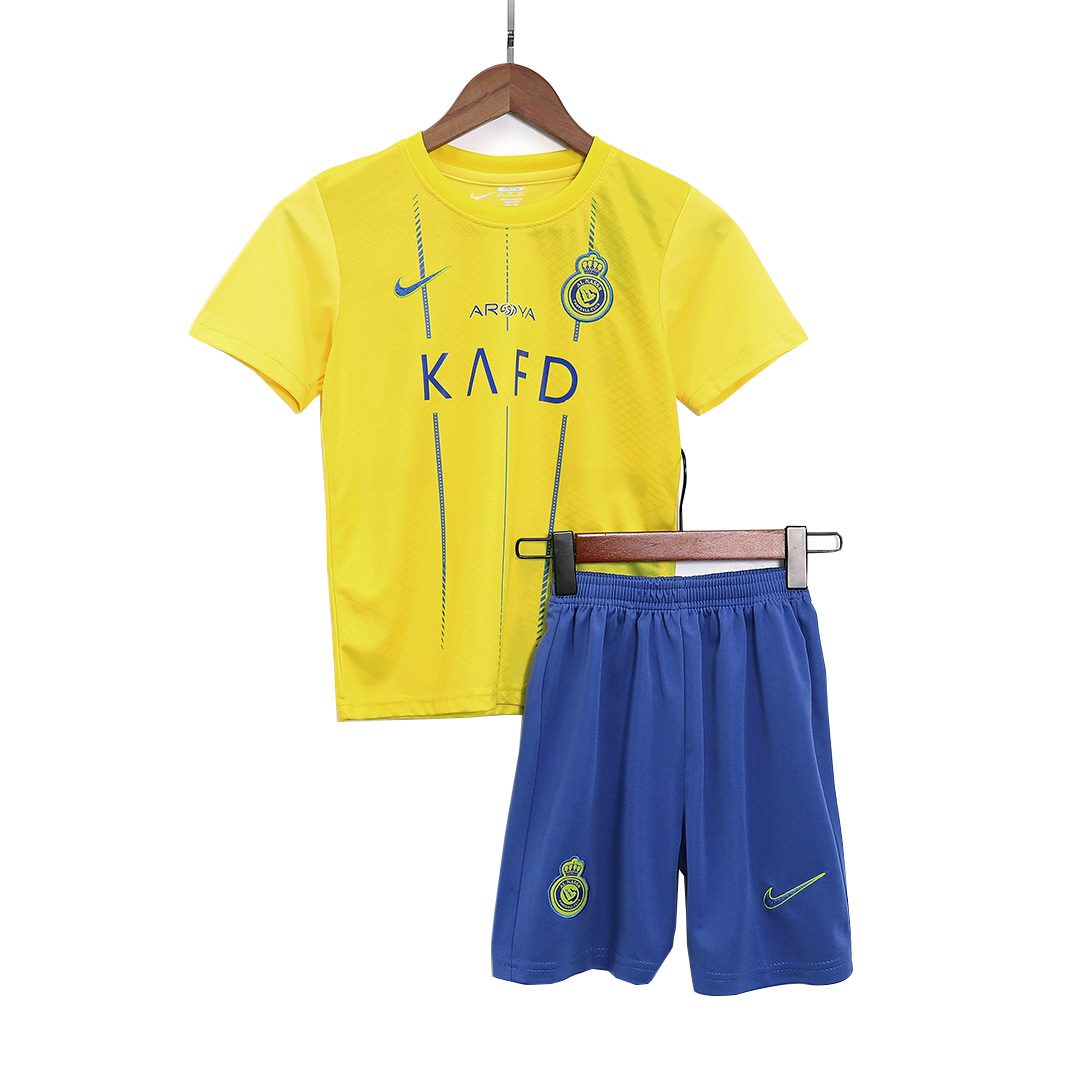 Kids Al Nassr Home Soccer Jersey Kit (Jersey+Shorts) 2023/24