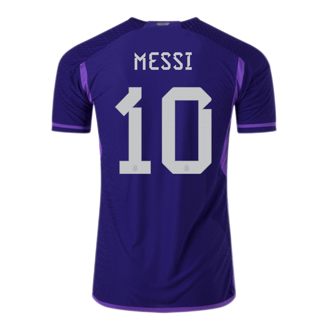 Men’s Authentic Messi #10 Argentina Three Stars Edition Away Soccer Jersey Shirt 2022 World Cup 2022