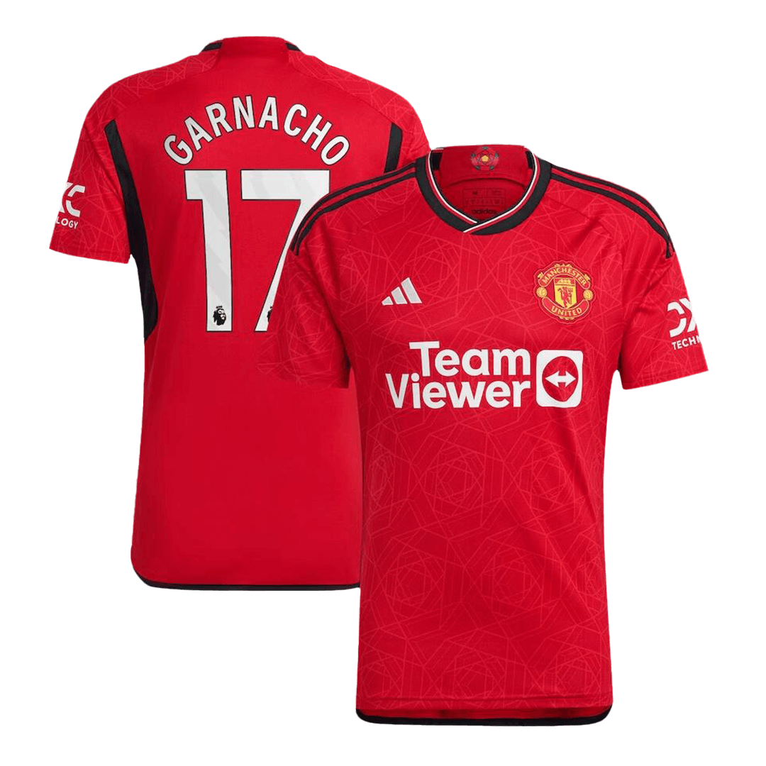 Men’s Authentic GARNACHO #17 Manchester United Home Soccer Jersey Shirt 2023/24