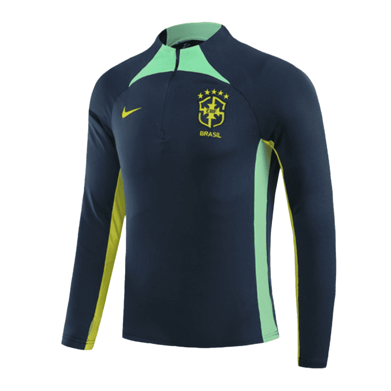 Men's Brazil Zipper Tracksuit Sweat Shirt Kit (Top+Trousers) 2023 - Best Soccer Jersey - 3