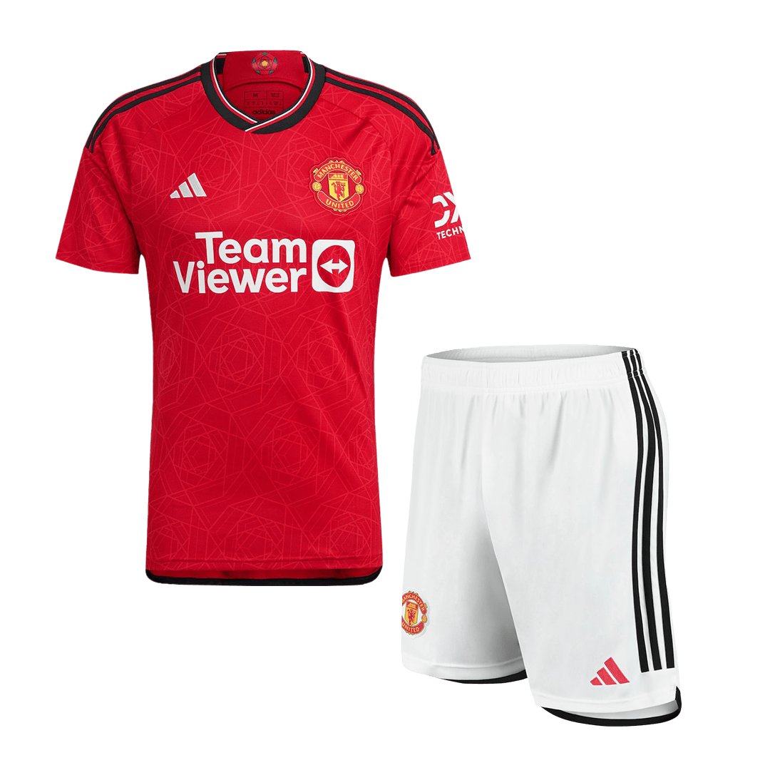 Men’s Replica Manchester United Home Soccer Jersey Kit (Jersey+Shorts) 2023/24