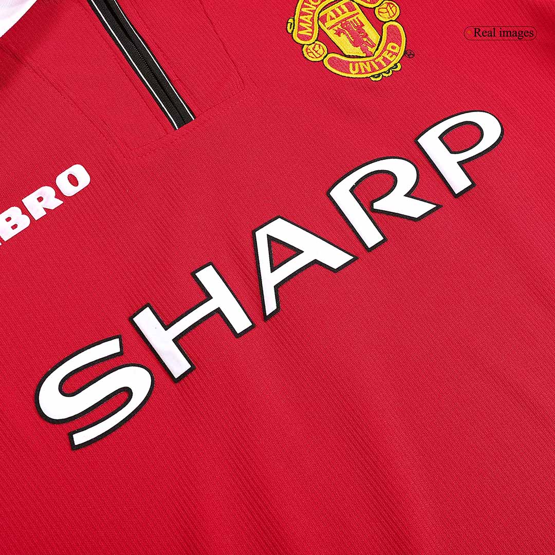 Men Manchester United Classic Football Jersey Long Sleeve Home 1998/99 Fan Version - Best Soccer Jersey - 33